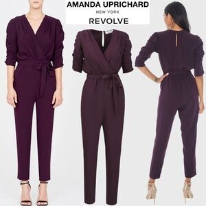 $252‼️Amanda Uprichard Annika Jumpsuit Ankle Tapered Leg Cinched Cherry Purple M